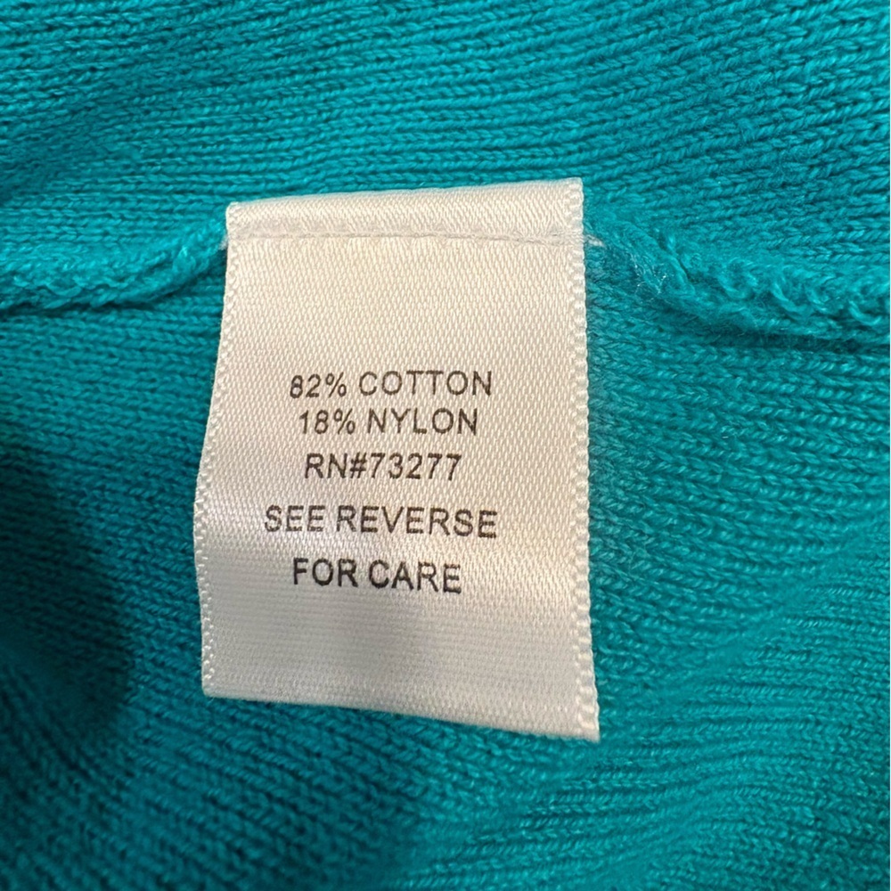 Croft & Barrow cotton blend teal green button front cardigan sweater Petite M - Picture 5 of 6